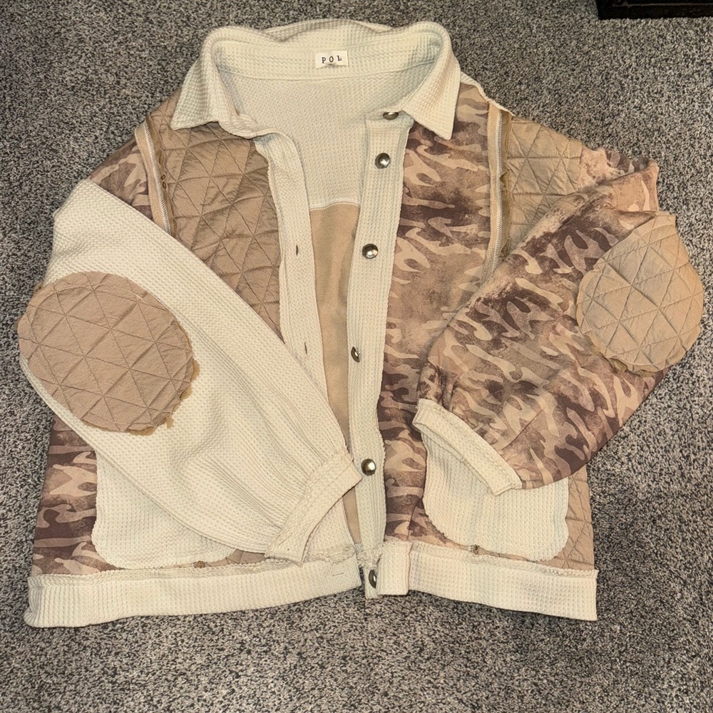 POL Cream Textured Knit Sweater